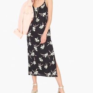 J. Crew NWT Black Floral Slip Dress Size SMALL